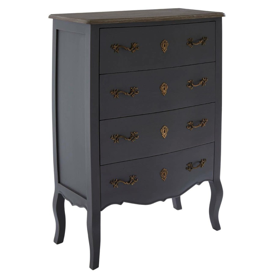 FURNITURE Fifty Five South Storage | Loire 4 Drawer Dark Grey Chest