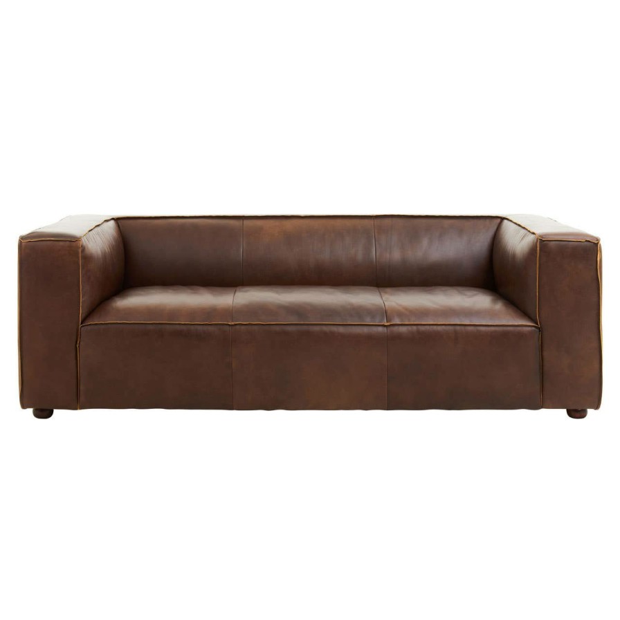 FURNITURE Fifty Five South Sofas | King Three Seater Mexico Brown Leather Sofa