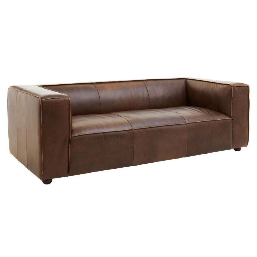 FURNITURE Fifty Five South Sofas | King Three Seater Mexico Brown Leather Sofa