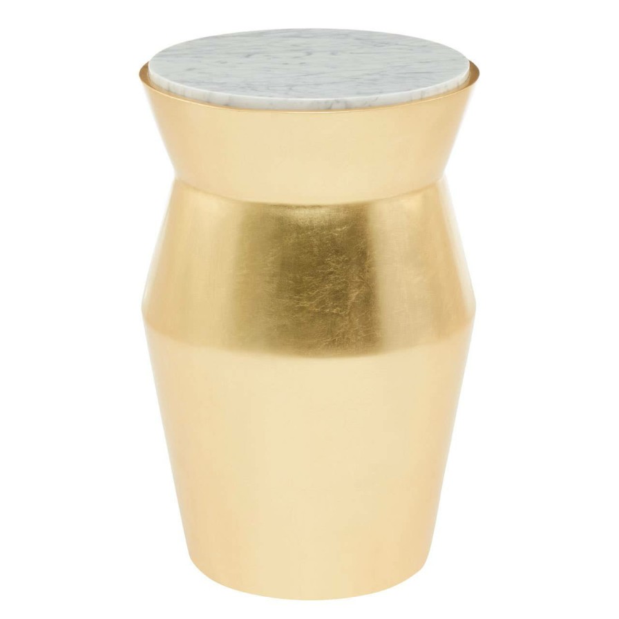 FURNITURE Fifty Five South Side Tables | Lino Large Gold Drum Side Table