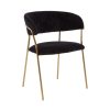 FURNITURE Fifty Five South Seating | Tamzin Black Channel Gold Finish Dining Chair