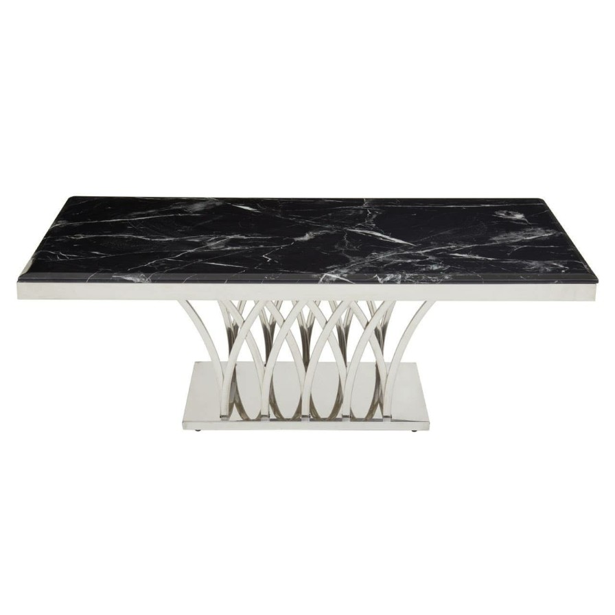 FURNITURE Fifty Five South Coffee Tables | Arenza Black Marble And Silver Coffee Table