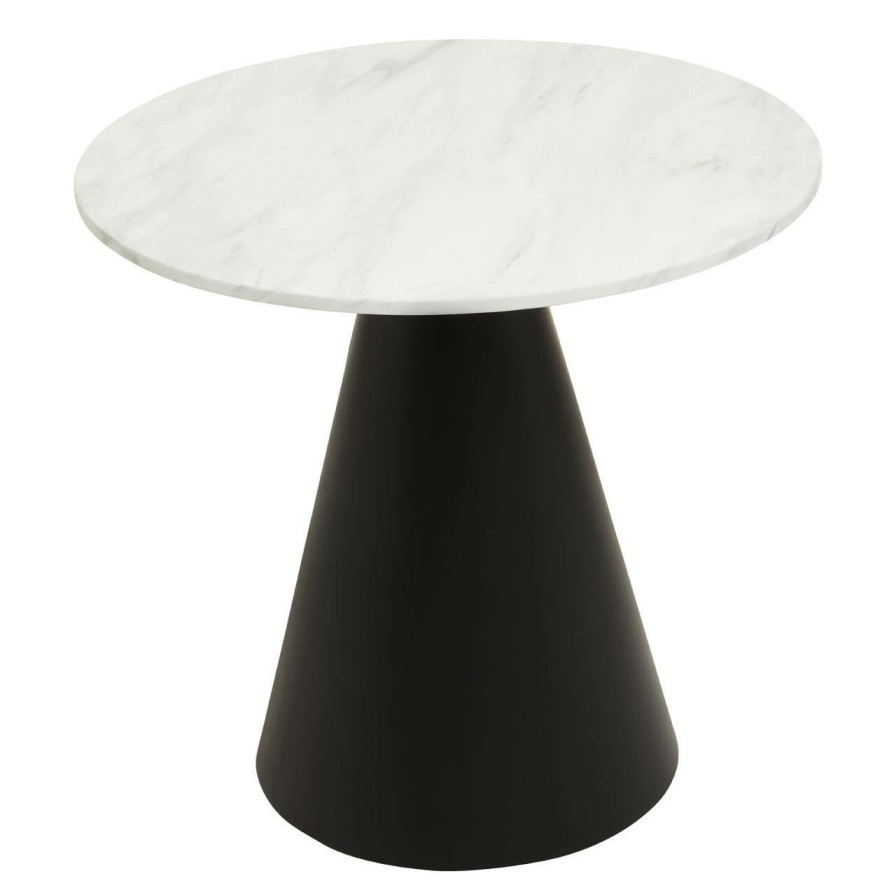 FURNITURE Fifty Five South Dining Tables | Azalea Round White Marble Top Dining Table