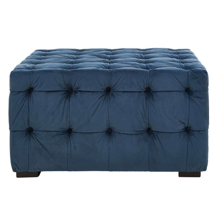 FURNITURE Fifty Five South Footstools | Stella Midnight Velvet Button Footstool