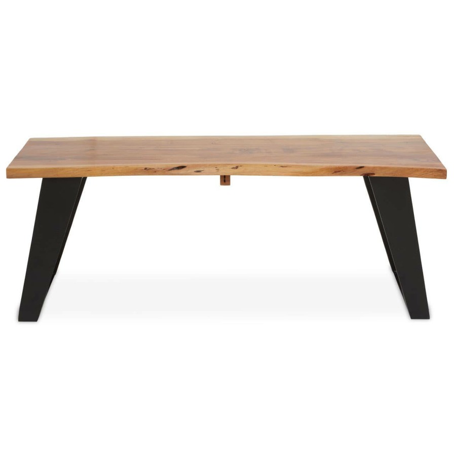 FURNITURE Fifty Five South Coffee Tables | Surax Acacia Wood And Looped Iron Base Coffee Table