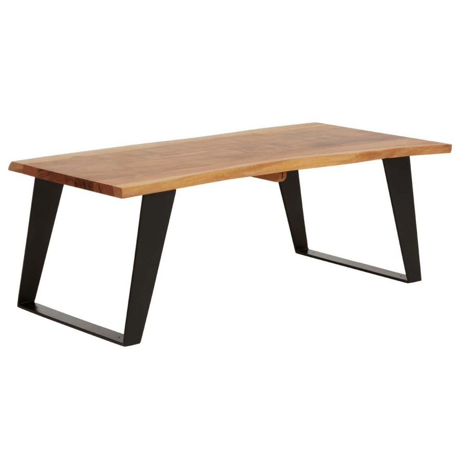 FURNITURE Fifty Five South Coffee Tables | Surax Acacia Wood And Looped Iron Base Coffee Table