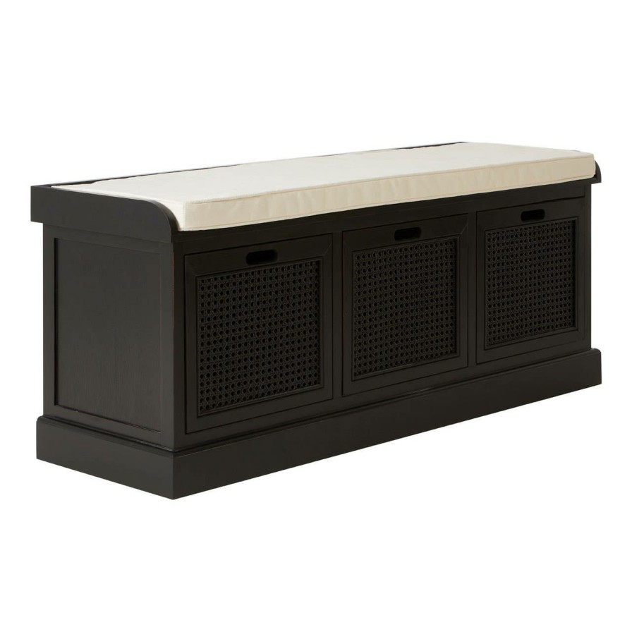 FURNITURE Premier Drawers | Heritage Three Drawer Black Wooden Storage Bench