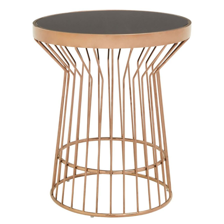 FURNITURE Fifty Five South Side Tables | Alvaro Copper Finish Round Side Table