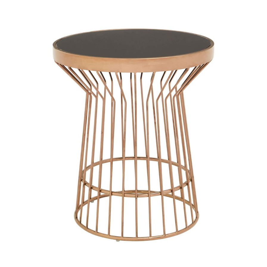 FURNITURE Fifty Five South Side Tables | Alvaro Copper Finish Round Side Table