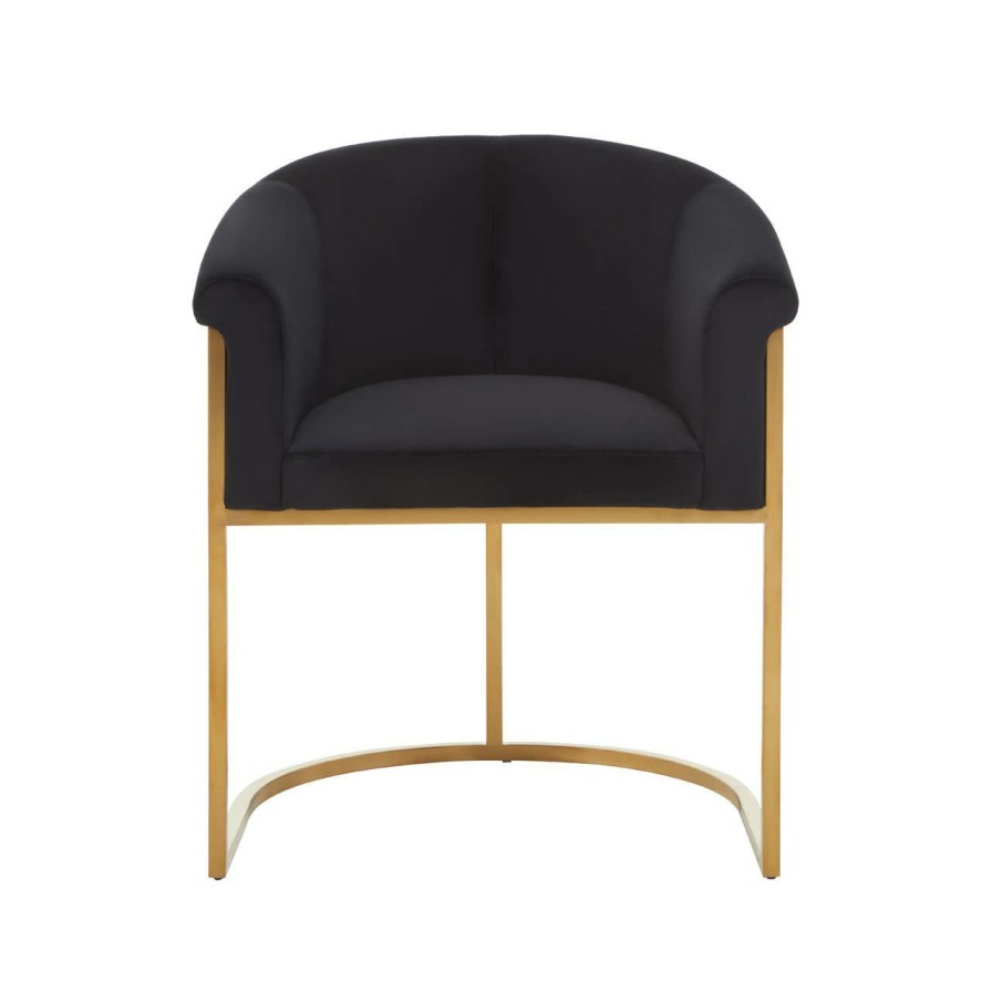 FURNITURE Fifty Five South Dining Chairs | Vogue Black Velvet And Matte Gold Dining Chair