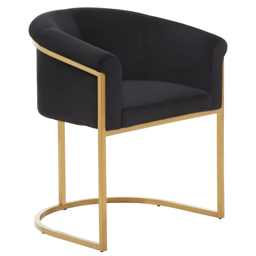 FURNITURE Fifty Five South Dining Chairs | Vogue Black Velvet And Matte Gold Dining Chair