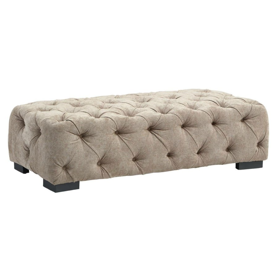 FURNITURE Fifty Five South Footstools | Fenton Natural Fabric Footstool