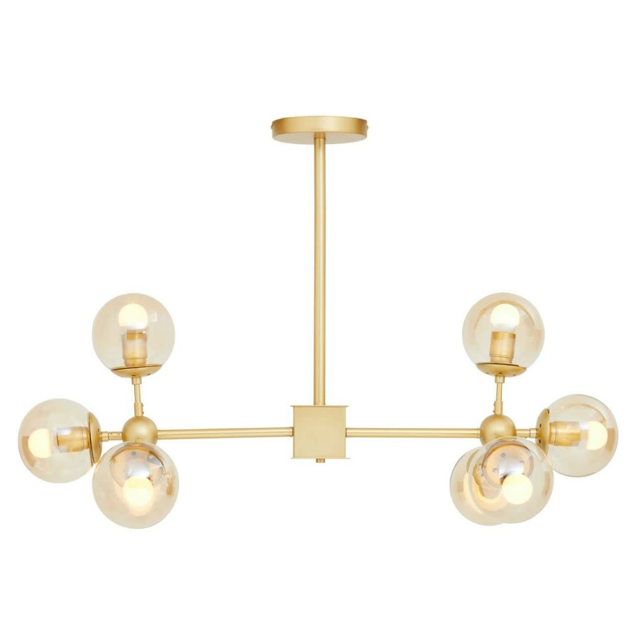 Accessories Fifty Five South Chandeliers | Abira Eight Bulb Gold Finish Pendant Light