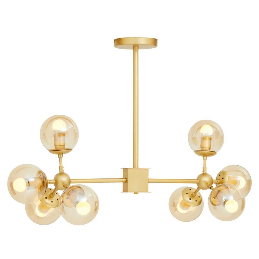 Accessories Fifty Five South Chandeliers | Abira Eight Bulb Gold Finish Pendant Light