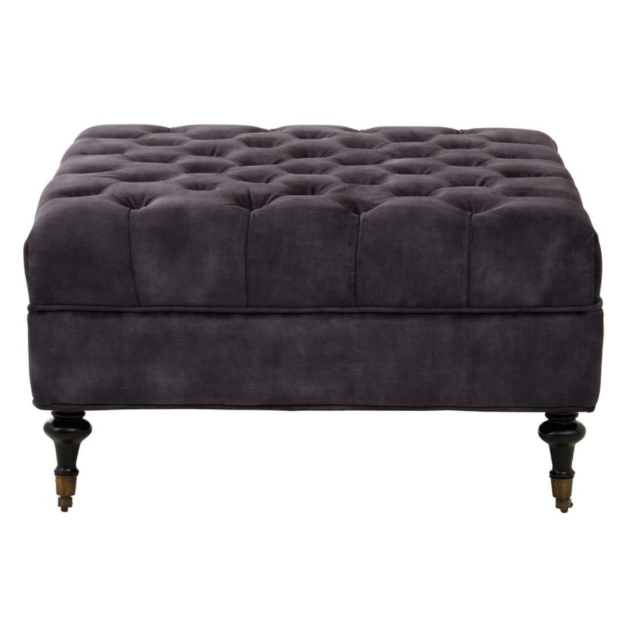 FURNITURE Fifty Five South Sofas | Sabrina Grey Velvet Ottoman