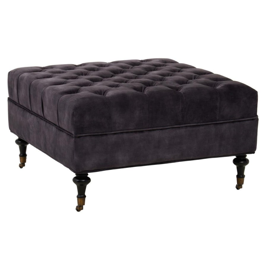 FURNITURE Fifty Five South Sofas | Sabrina Grey Velvet Ottoman