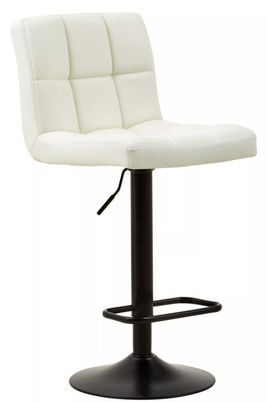 FURNITURE Fifty Five South Seating | Baina White Leather Effect Quilted Bar Stool