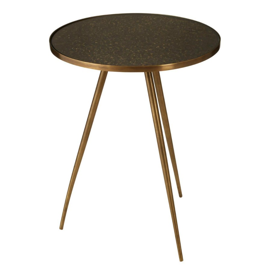 FURNITURE Fifty Five South Side Tables | Akola Antique Gold Finish Side Table