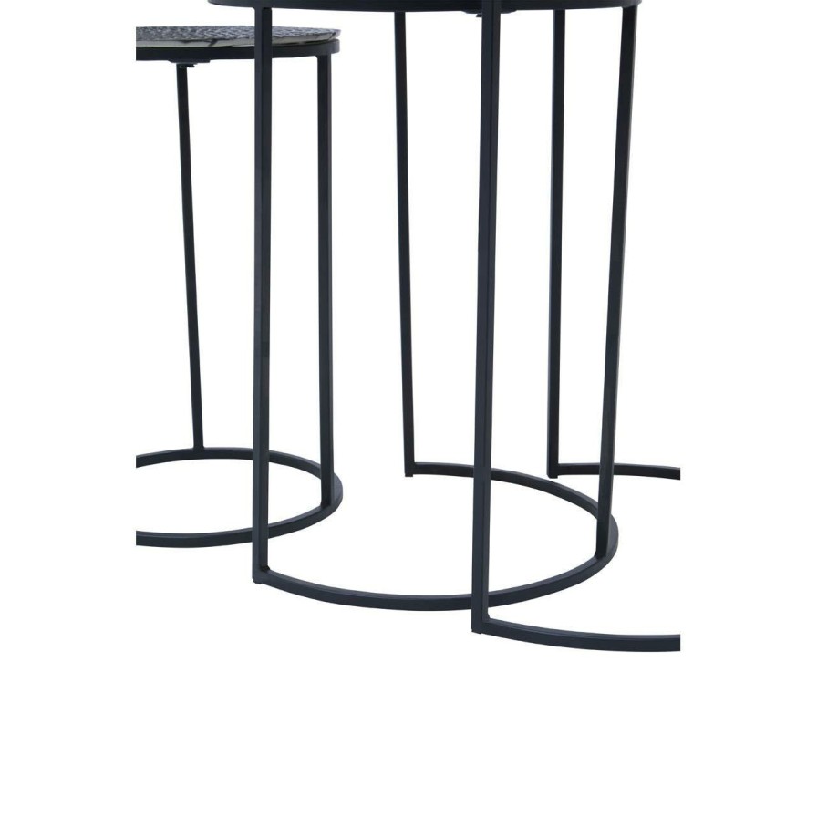 FURNITURE Fifty Five South Nesting Tables | Elias Nest Of Three Hammered Metal Tables