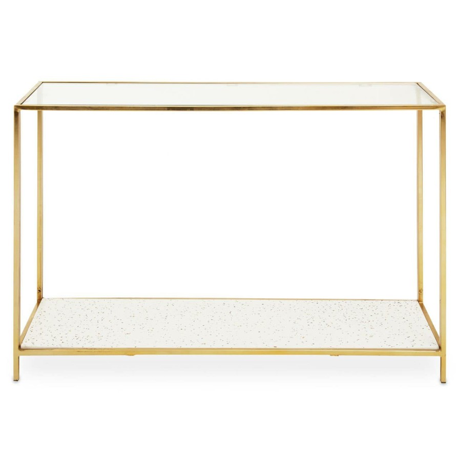 FURNITURE Fifty Five South Console Tables | Novi Glass And Gold Frame Side Table