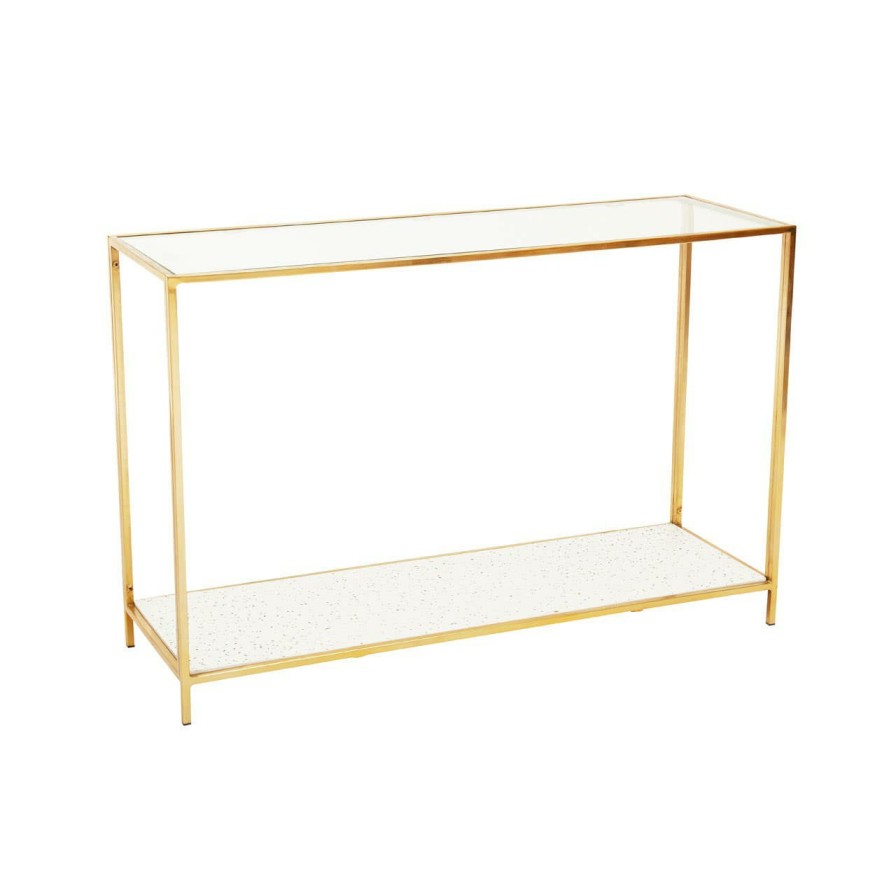 FURNITURE Fifty Five South Console Tables | Novi Glass And Gold Frame Side Table