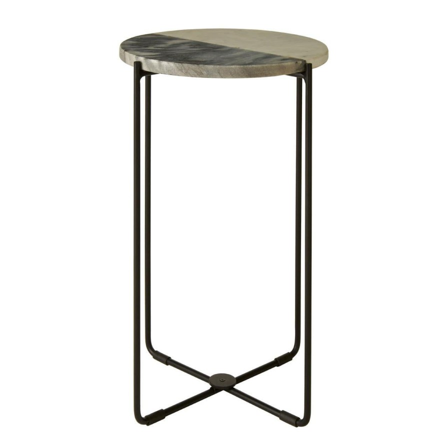 FURNITURE Fifty Five South Side Tables | Templar Black And White Marble And Iron Table