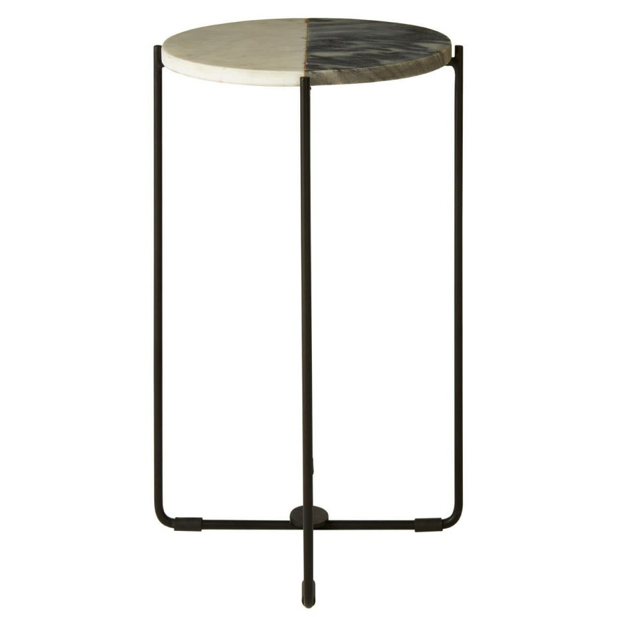 FURNITURE Fifty Five South Side Tables | Templar Black And White Marble And Iron Table