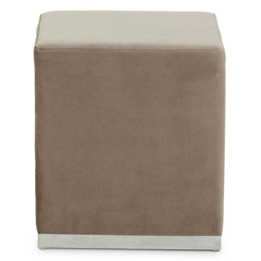 FURNITURE Fifty Five South Seating | Hagen Mink And Silver Square Stool