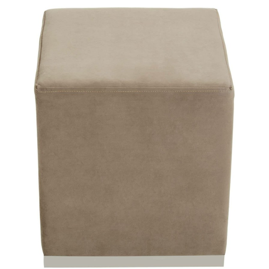 FURNITURE Fifty Five South Seating | Hagen Mink And Silver Square Stool