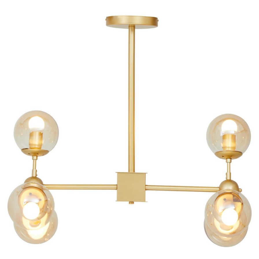 Accessories Fifty Five South Chandeliers | Abira Six Bulb Gold Finish Pendant Light