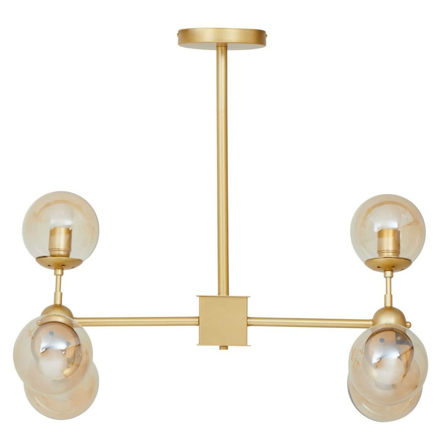 Accessories Fifty Five South Chandeliers | Abira Six Bulb Gold Finish Pendant Light