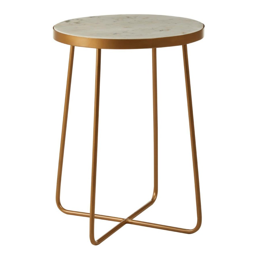 FURNITURE Premier Side Tables | Shalimar Round Marble Top Side Table With Cross Base