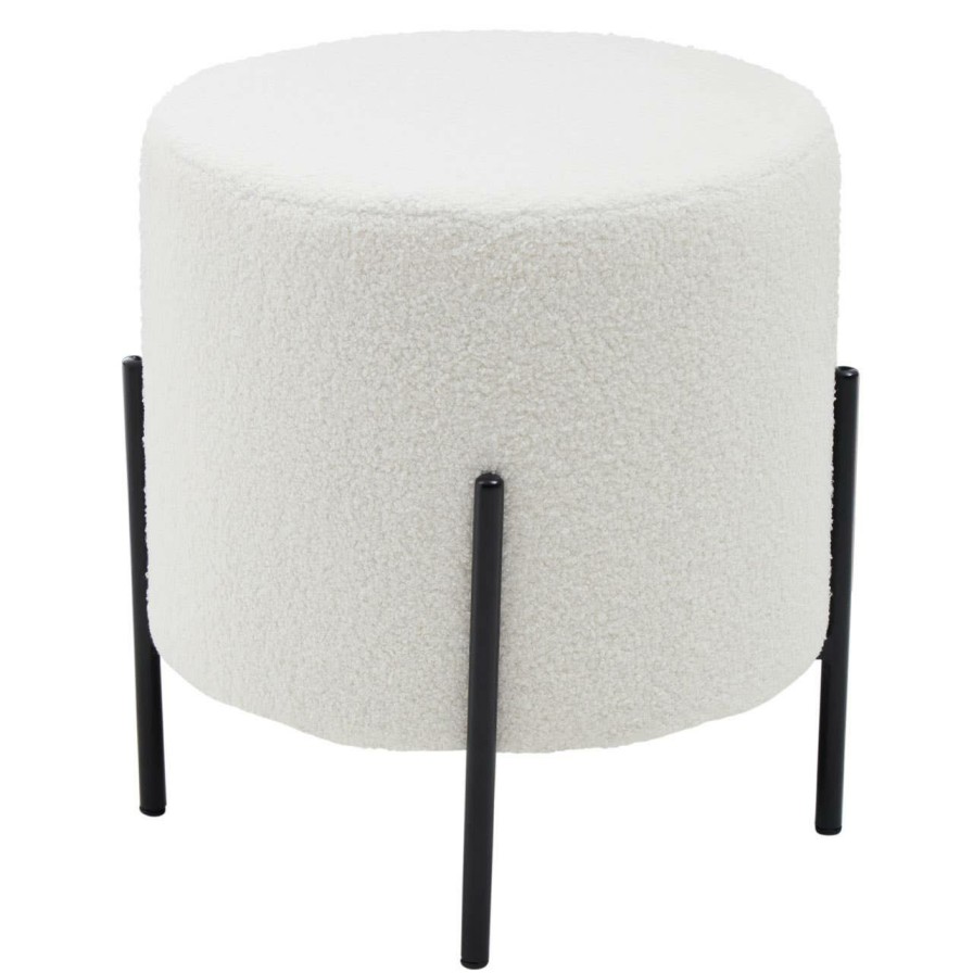 FURNITURE Fifty Five South Seating | Yazmin Stool With Black Finish Legs