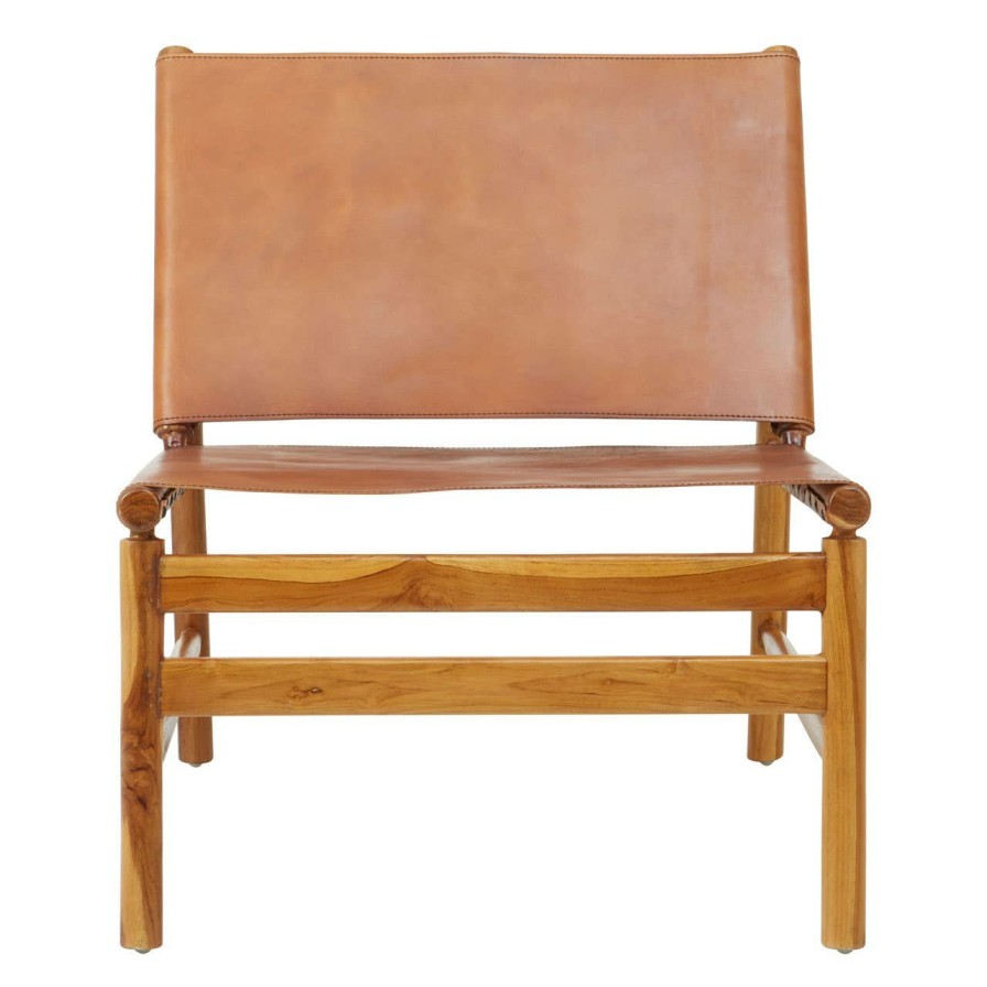 FURNITURE Fifty Five South Seating | Kendari Chair With Brown Plain Leather