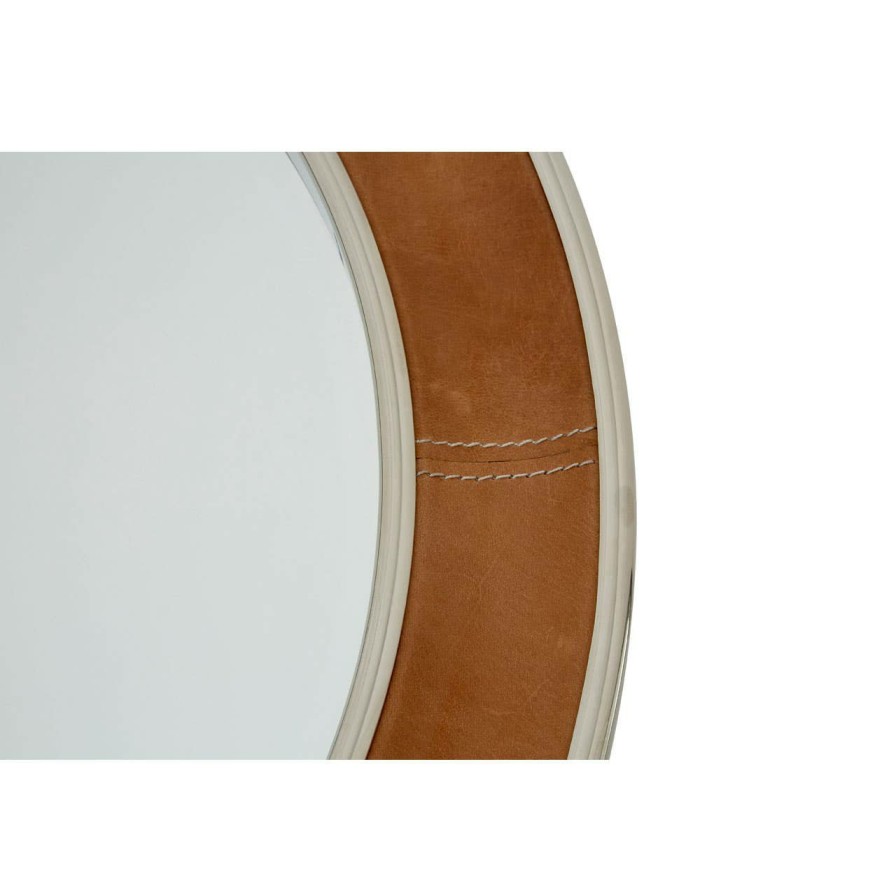 Bathe and Utility Fifty Five South Mirrors | Churchill Tan Genuine Leather Wall Mirror