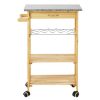 FURNITURE Premier Bar Carts and Trolleys | Glenn Pinewood Large Kitchen Trolley