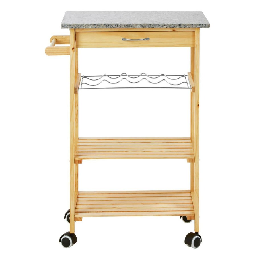 FURNITURE Premier Bar Carts and Trolleys | Glenn Pinewood Large Kitchen Trolley