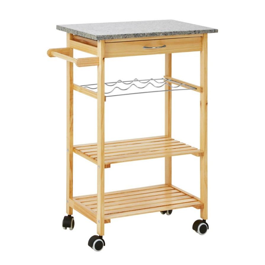 FURNITURE Premier Bar Carts and Trolleys | Glenn Pinewood Large Kitchen Trolley