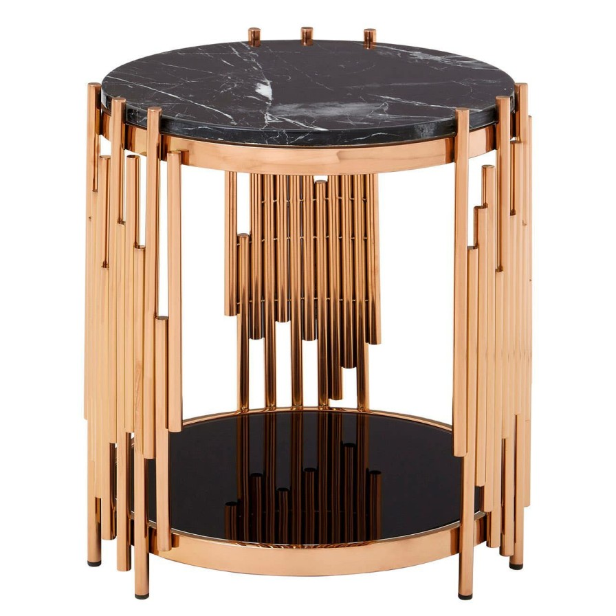 FURNITURE Fifty Five South Side Tables | Alvaro Rose Gold And Marble Side Table