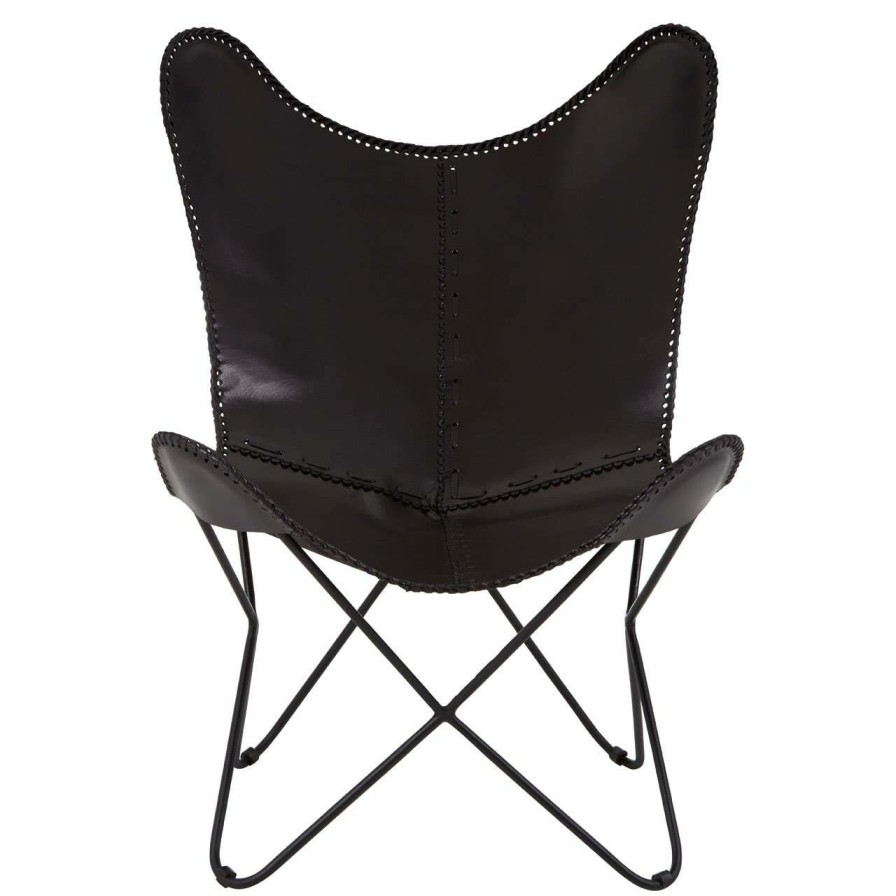 FURNITURE Fifty Five South Folding Chairs | Buffalo Black Leather Butterfly Chair