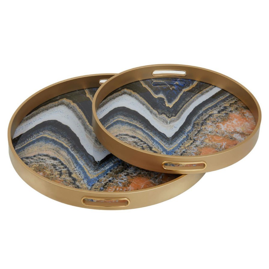 Accessories Premier Trays and Coasters | Celina Set Of Two Abstract Trays