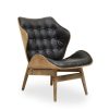 FURNITURE Fifty Five South Seating | Vinsi Black Leather Effect Chair With Button Detail