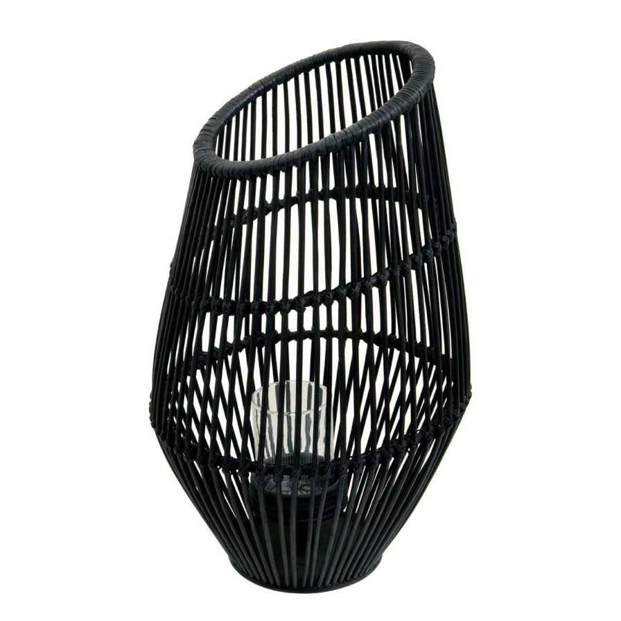 Accessories Premier Lanterns | Mataram Large Black Natural Rattan Lantern