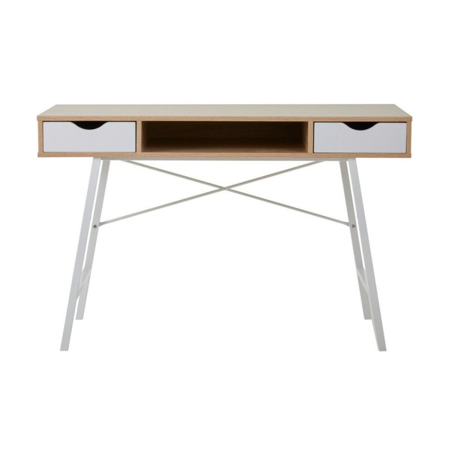 FURNITURE Premier Desks | Bradbury Two Drawer Natural Oak Veneer Desk