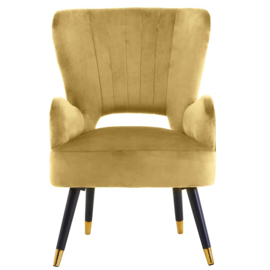 FURNITURE Premier Statement Chairs | Loretta Pistachio Velvet Chair With Black Wood Legs