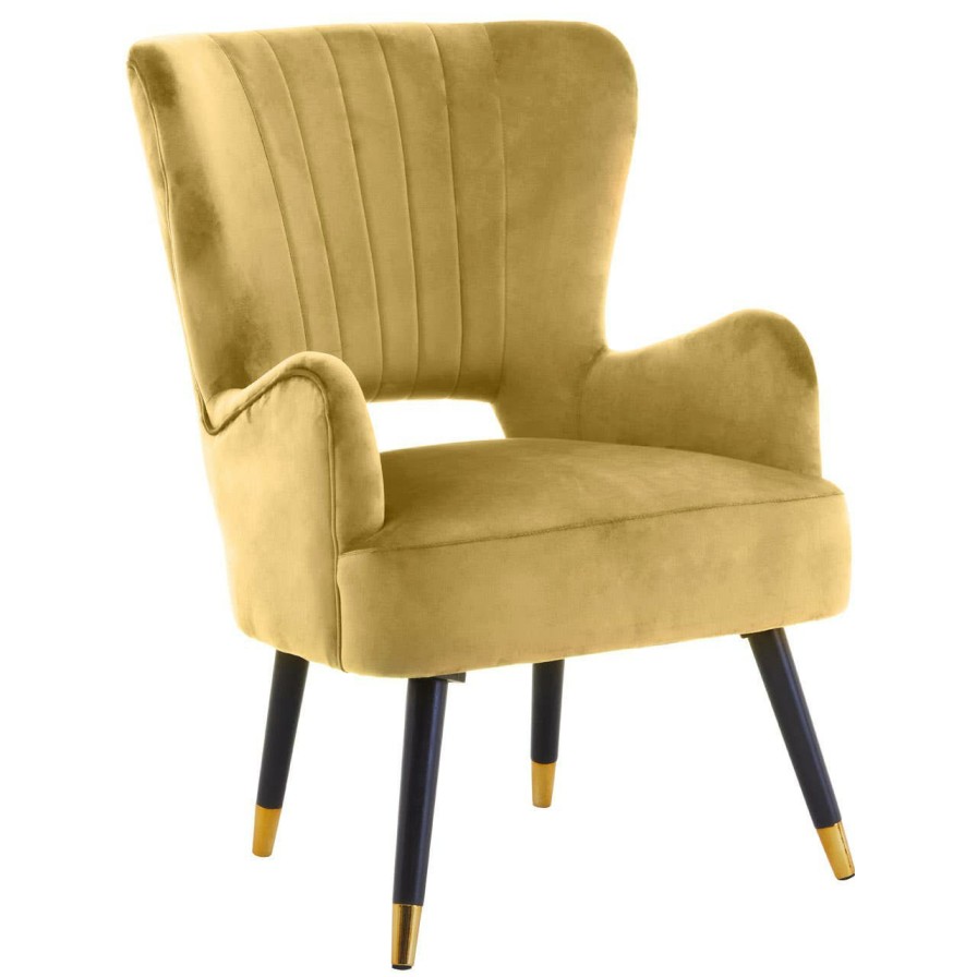 FURNITURE Premier Statement Chairs | Loretta Pistachio Velvet Chair With Black Wood Legs