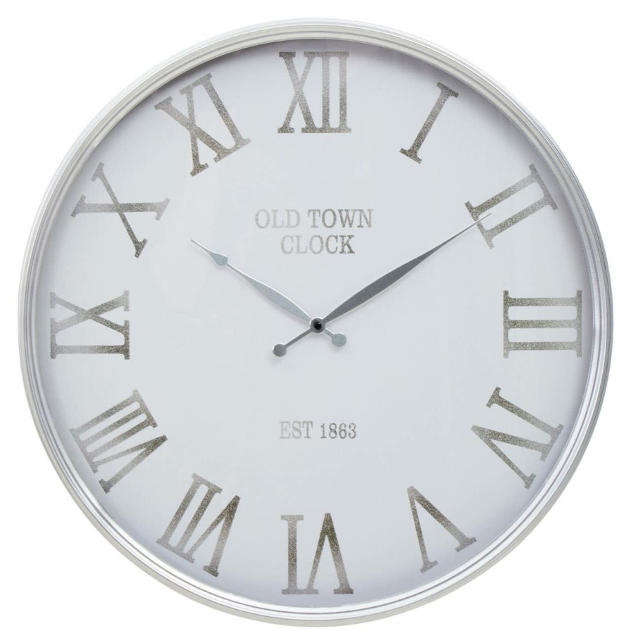 Accessories Fifty Five South Wall Clocks | Kent White And Silver Wall Clock