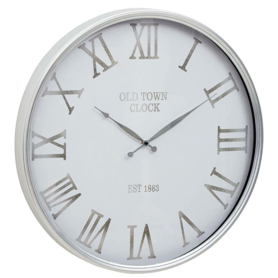 Accessories Fifty Five South Wall Clocks | Kent White And Silver Wall Clock