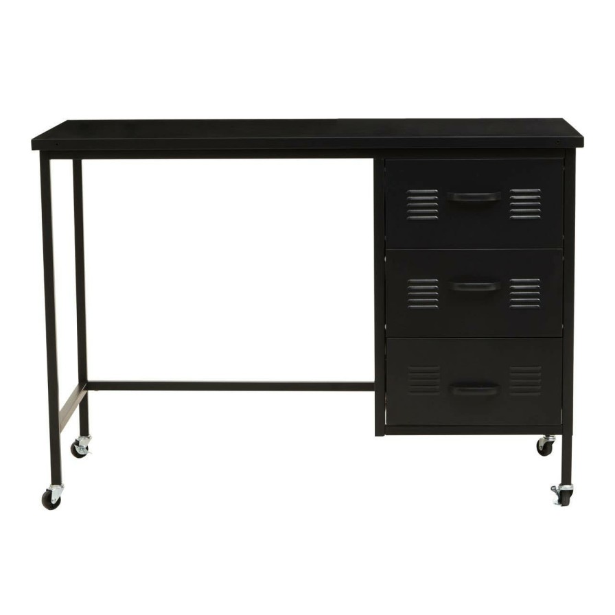 FURNITURE Premier Desks | Academy Three Drawer Black Desk