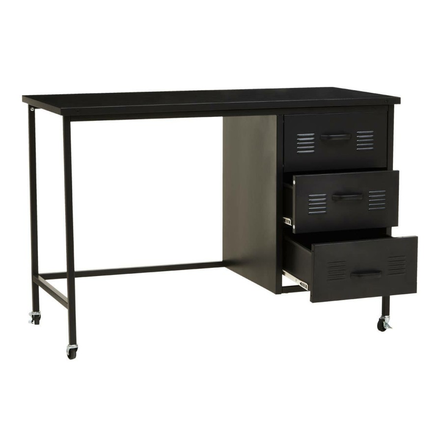 FURNITURE Premier Desks | Academy Three Drawer Black Desk